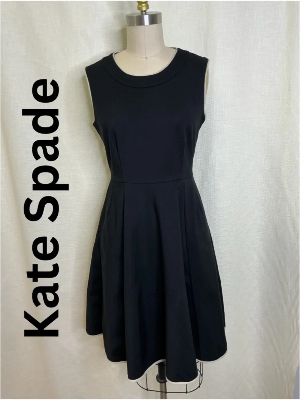 Kate Spade Black Fit & Flare Dress Size 2 Sleeveless A Line Classic Elegant